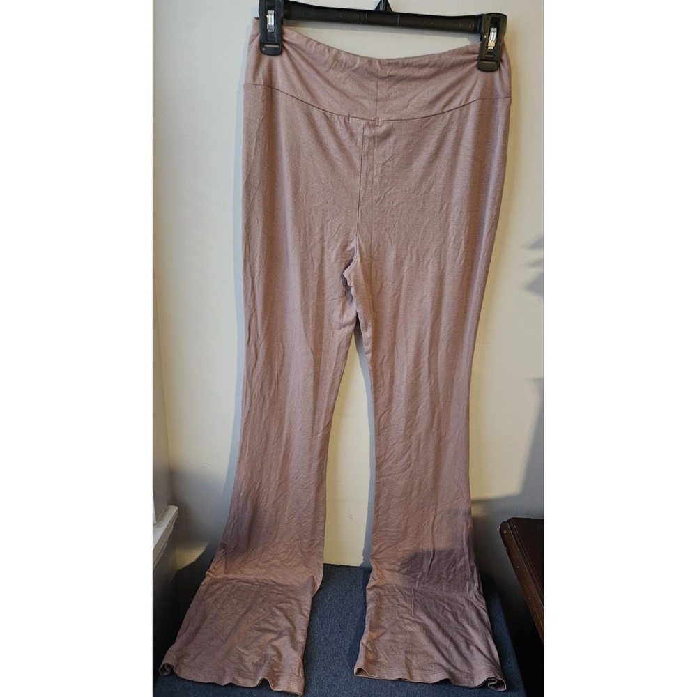 Charlotte Russe Pink Mauve Soft Stretch Flare Pants Wide Leg Lounge Womens M NWT - Picture 2 of 8